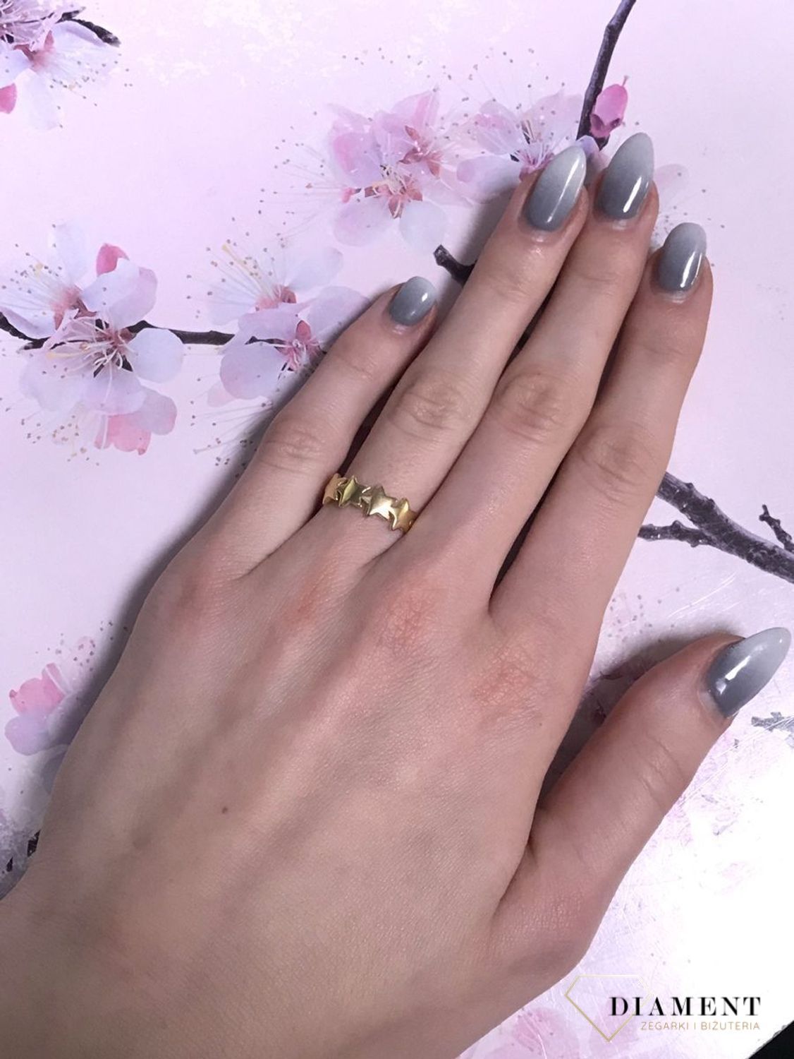 Pierścionek srebrny pozłacany gwiazdki DZP292KN14Z z kolekcji LOVE&HAPPINESS.jpg